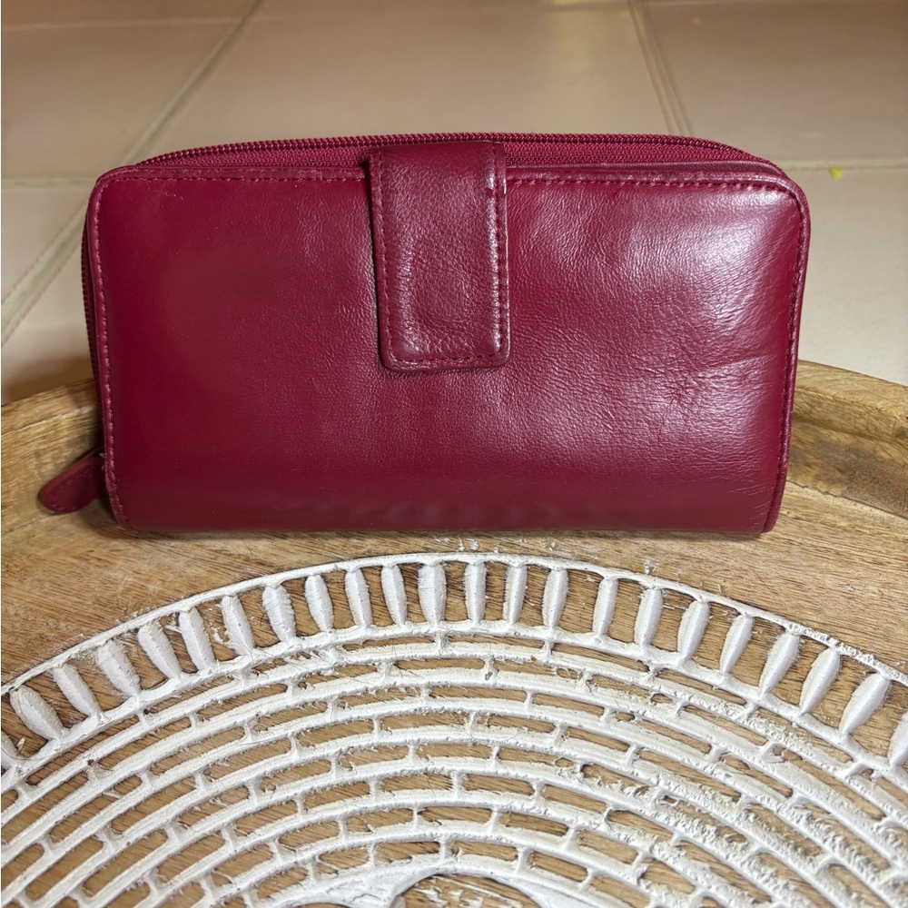 Elegant Ruby Red Leather Wallet